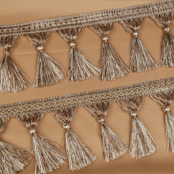 Бахрома для штор с кисточками арт. 6152-0329 цв.6343 шир.100мм цв.молочный+беж уп.10м