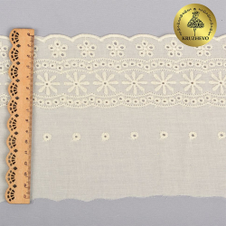 Кружево шитье KRUZHEVO арт.ТСВ-20S13 (2507) шир.15см цв.02 молочный, 100% хлопок уп.13,71м