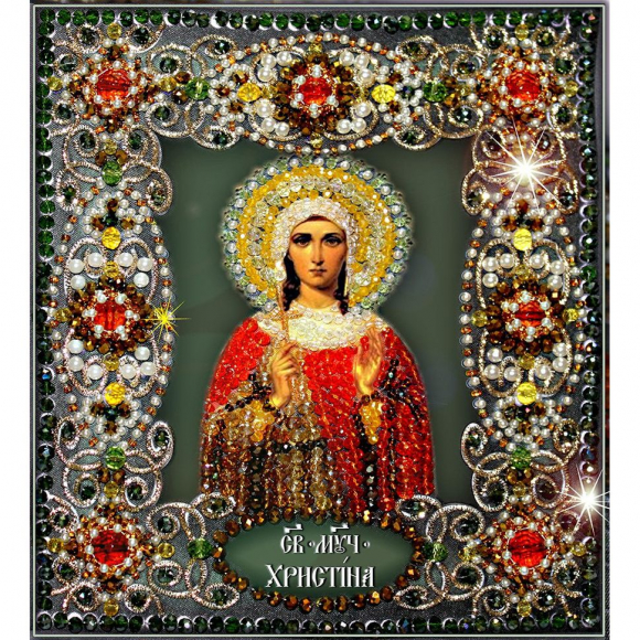 Набор для вышивания хрустальными бусинами ОБРАЗА В КАМЕНЬЯХ арт. 77-И-05 Святая Кристина 14,5х16,5 см