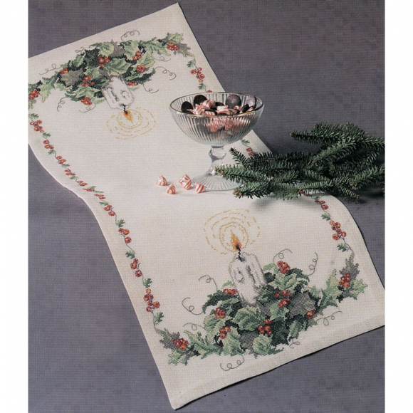 Набор для вышивания OEHLENSCHLAGER арт.99305 дорожки Рождественская свеча 41х95 см