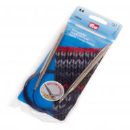 212216 PRYM Спицы круговые для вязания с гибкой фиолетовой леской 8мм 100 см латунь уп.1шт