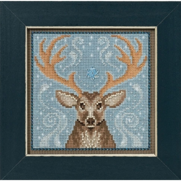 Набор для вышивания бисером MILL HILL Зимний олень 13,33х13,33 см