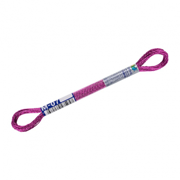 Нитки для вышивания Gamma мулине NM металлик 100% полиэстер 12 x 8 м цв.М-07 малиновый