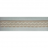 99237_Мерсеризованное хлопковое кружево, 35 мм, цвет бежевый с белым