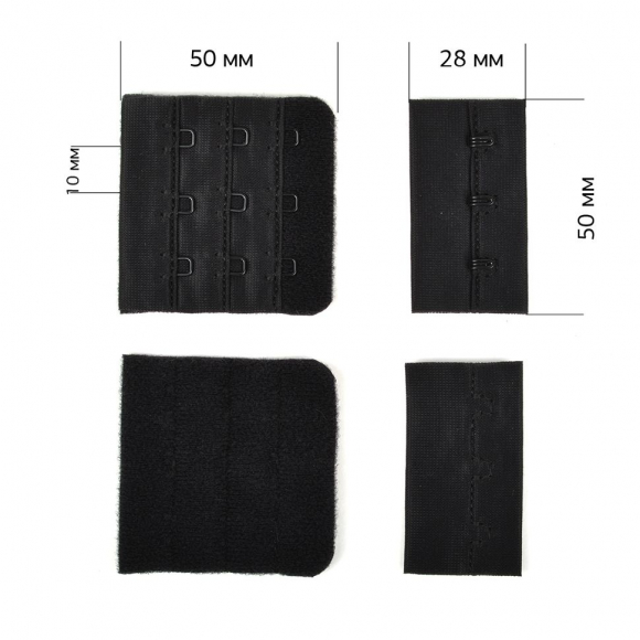 Застежка с крючками 3х3 для бюстгальтера TBY-75342 5см цв.черный уп.100шт