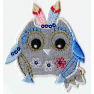 Термоаппликация HKM "Eule grau mit Federn am Kopf"