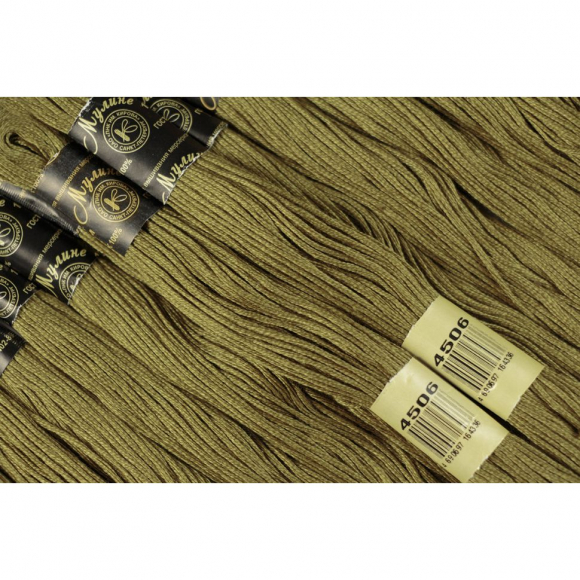 Нитки мулине цв.4506 т.оливковый 12х10м С-Пб
