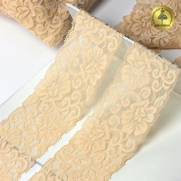 Кружево-стрейч KRUZHEVO арт.TBY.L840 шир.65мм цв.126 бежевый уп.25м Кружево-стрейч KRUZHEVO арт.TBY.L840 шир.65мм цв.126 бежевый уп.25м