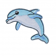 Термоаппликации вышитые арт.TBY.ND.08 Дельфин 45х55мм цв.бел/голуб. уп.10шт