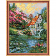 Набор для вышивания РИОЛИС арт.1394 Водяная мельница 30х40 см
