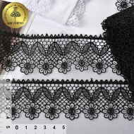 Кружево гипюр KRUZHEVO арт.TR.8GB0288 шир.40мм цв.02 черный, уп.9м