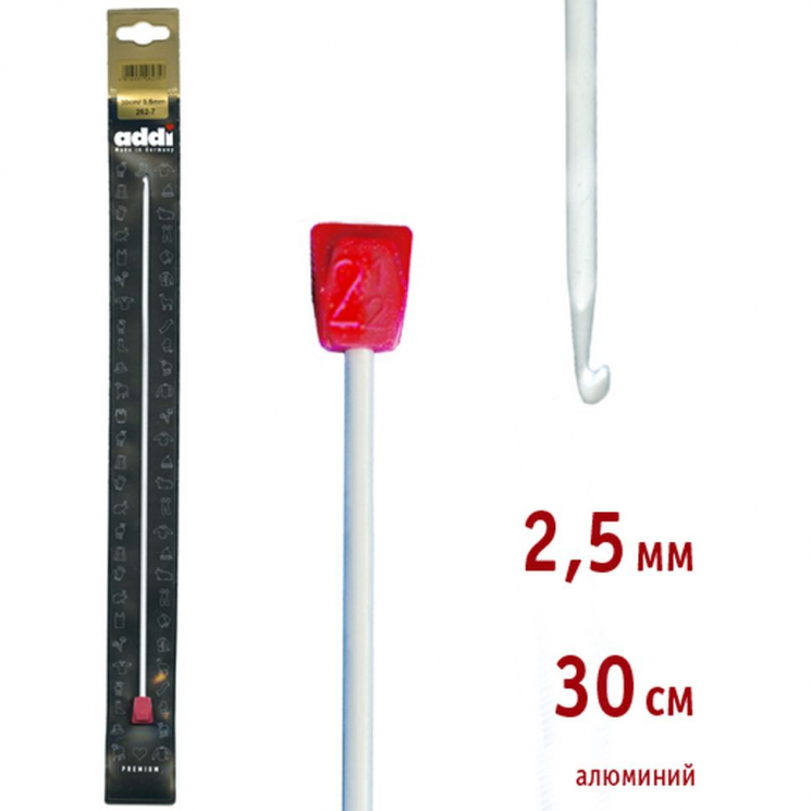 Крючок вязальный "Тунисский" алюминий addiTun tunesische №2,5 30 см