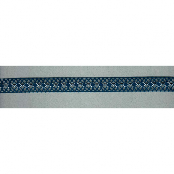 Мерсеризованное хлопковое кружево, 20 мм, цвет синий с молочно-белым Мерсеризованное хлопковое кружево, 20 мм, цвет синий с молочно-белым