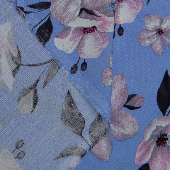 Ткань Штапель 105 г/м? 100% вискоза шир.145 см арт.Р.33955.03 цв.03 т.голубой рул.50м