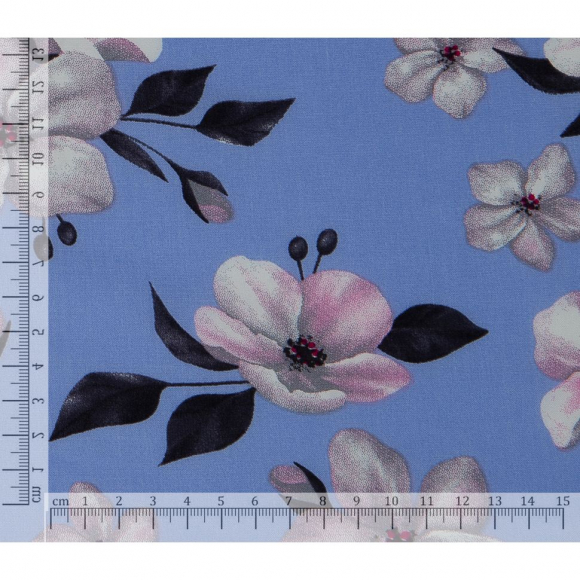 Ткань Штапель 105 г/м? 100% вискоза шир.145 см арт.Р.33955.03 цв.03 т.голубой рул.50м