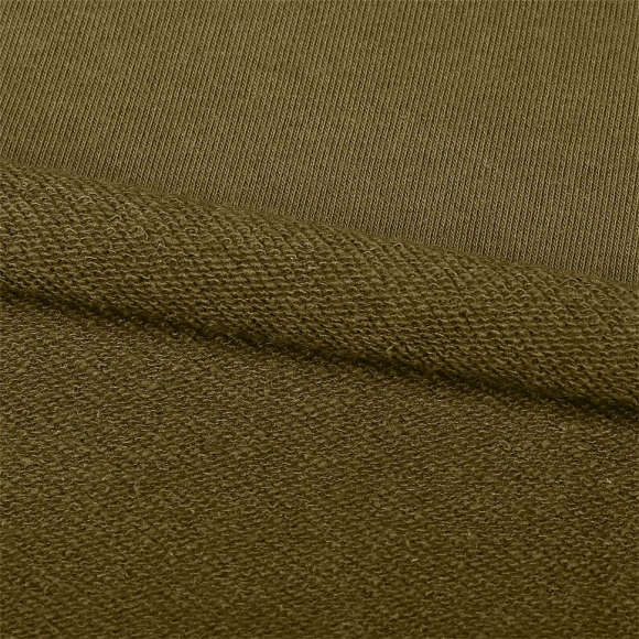 Ткань трикотаж Футер 3х нитка петля хлопок 320г пенье 190см хаки 18-0825 рул.20-40кг