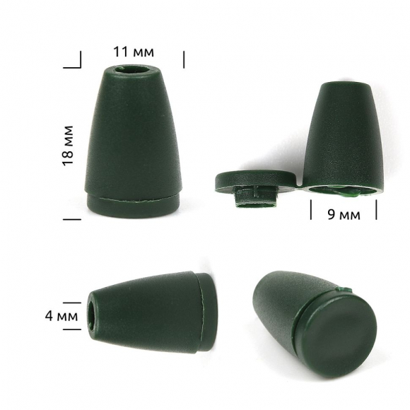 Наконечник для шнура пластик арт. 27106Н (? 4мм) цв.т.зеленый уп.100шт