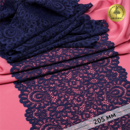 Кружево-стрейч KRUZHEVO арт.TBY.YSTL00839 шир.205мм цв.03 т.синий уп.25м