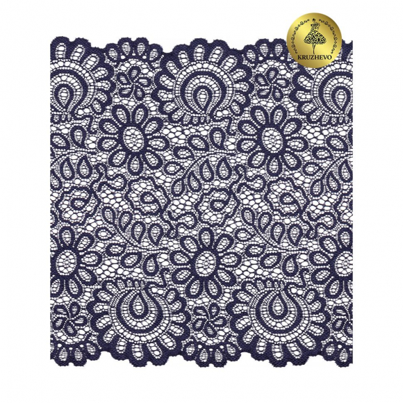 Кружево-стрейч KRUZHEVO арт.TBY.YSTL00839 шир.205мм цв.03 т.синий уп.25м