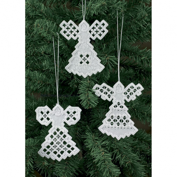 Набор для вышивания украшения на ёлку в технике хардангер "Ангелочки"
