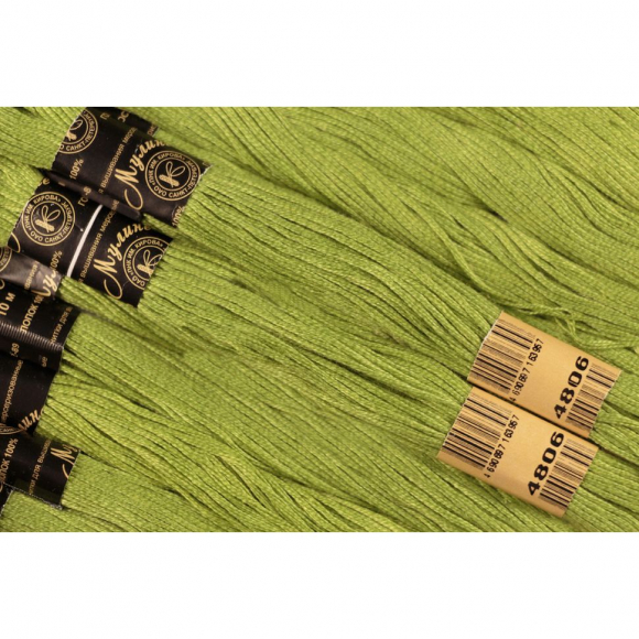 Нитки мулине цв.4806 зеленый 12х10м С-Пб