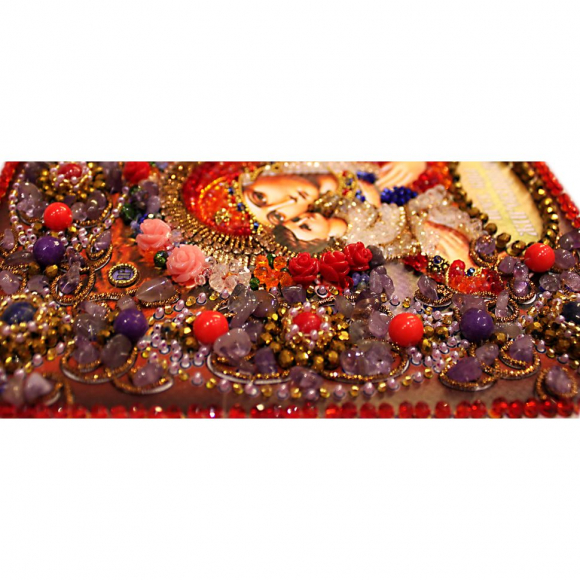 Набор для вышивания хрустальными бусинами ОБРАЗА В КАМЕНЬЯХ арт. 77-Ц-08 Богородица Жировицкая 17х18 см