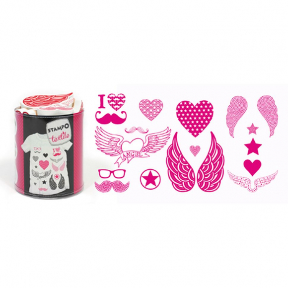 Набор текстильных штампиков для оттисков на тканях "Любовь и шик" Набор текстильных штампиков для оттисков на тканях "Любовь и шик"
