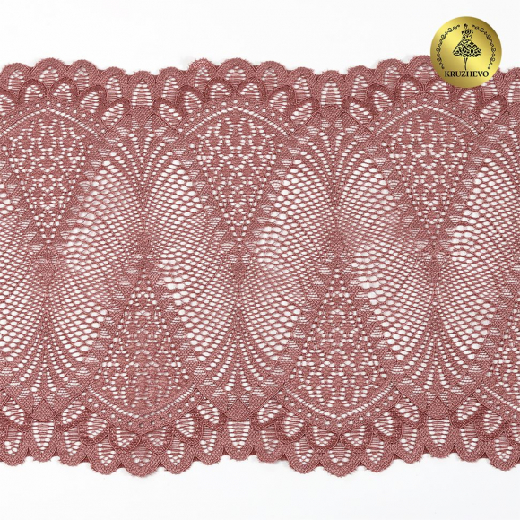 Кружево-стрейч KRUZHEVO арт.TBY.30200 шир.190мм цв.885 кофейно-розовый уп.25м