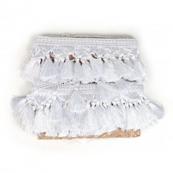 Бахрома для штор с кисточками арт.6152-0329 цв.6341 шир.100мм цв.белый уп.10м