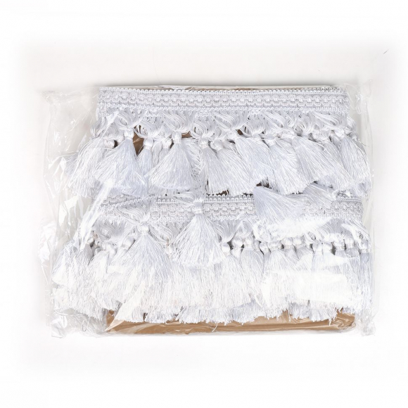 Бахрома для штор с кисточками арт.6152-0329 цв.6341 шир.100мм цв.белый уп.10м