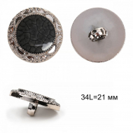 Пуговицы пластик TBY.B308 цв.черный/золото 34L на ножке 50шт