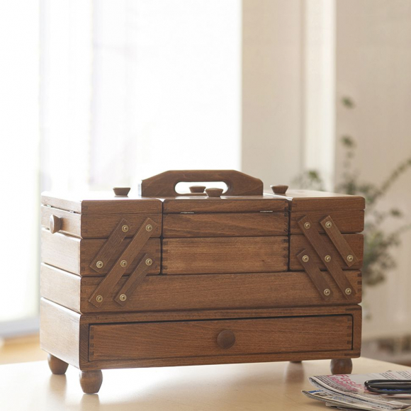 55785_Шкатулка для рукоделия, бук, 4 этажа, коричневый