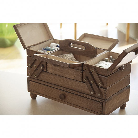 55785_Шкатулка для рукоделия, бук, 4 этажа, коричневый