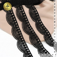 Кружево гипюр KRUZHEVO арт.TR.0733 шир.30мм цв.03 черный уп.9м