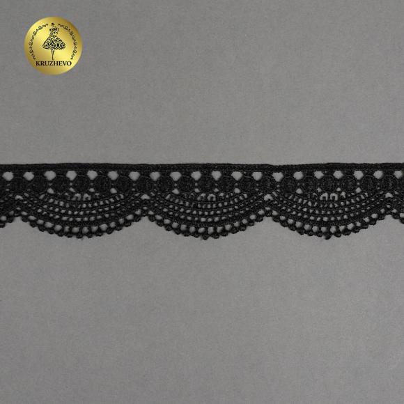 Кружево гипюр KRUZHEVO арт.TR.0733 шир.30мм цв.03 черный уп.9м Кружево гипюр KRUZHEVO арт.TR.0733 шир.30мм цв.03 черный уп.9м