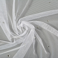 Фатин со стразами арт.231.1-14 шир.150см 100% полиэстер цв.белый рул.15-28м