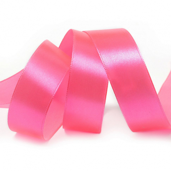 Лента атласная 25мм цв.3080 ярк.розовый IDEAL уп.27,4 м
