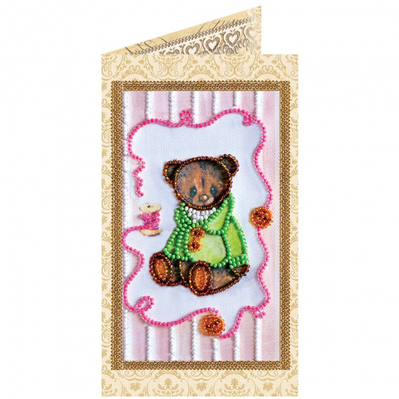 Набор для вышивания бисером АБРИС АРТ арт. AO-107 Мишка Тедди-6 8,4х14 см