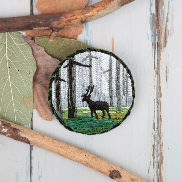 Набор для вышивания PANNA Живая картина арт. JK-2146 Брошь. Лесной олень 5,5х5,5 см