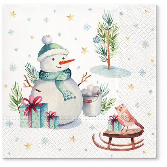 Салфетки трехслойные для декупажа, коллекция "Lunch" TETЕ a TETE "Прекрасный снеговик" Салфетки трехслойные для декупажа, коллекция "Lunch" TETЕ a TETE "Прекрасный снеговик"