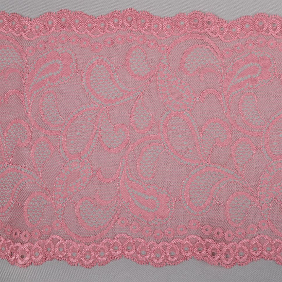 Кружево-стрейч KRUZHEVO арт.TBY.E28 шир.195мм цв.розовый уп.10м