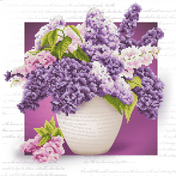 Кристальная мозаика на холсте ФРЕЯ арт.ALV-23 Букет сирени 42х42 см