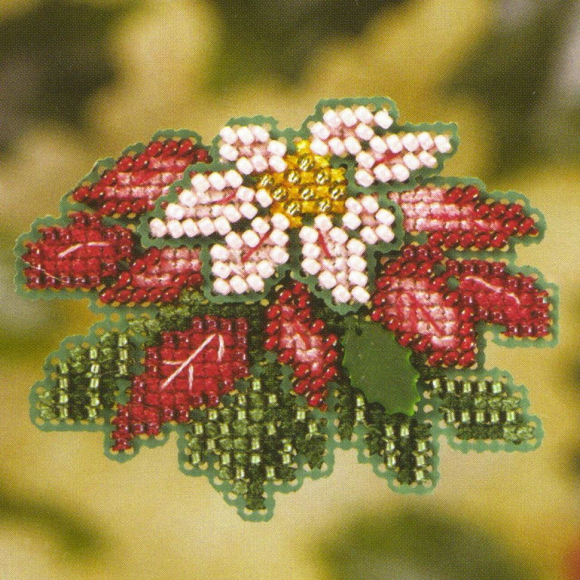 Набор для вышивания бисером MILL HILL Розовая пуансетия 6х6 см