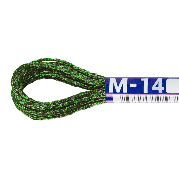 Нитки для вышивания Gamma мулине NM металлик 100% полиэстер 12 x 8 м цв.М-14 салатовый