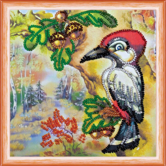 Набор для вышивания бисером АБРИС АРТ арт. AM-092 На дубочке 15х15 см