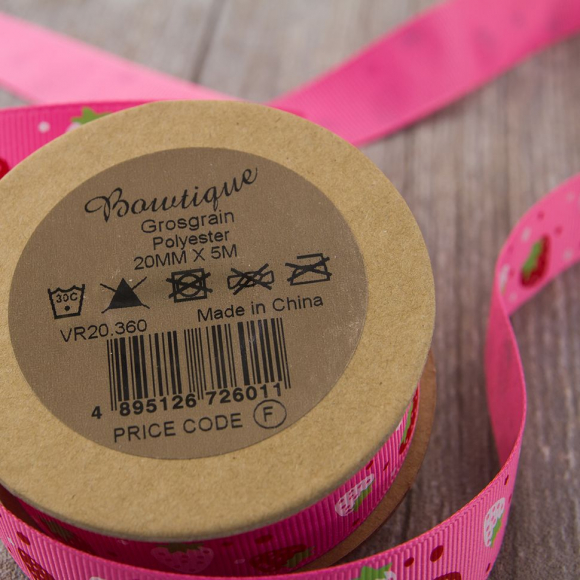 85544_Лента репсовая на картонной мини-катушке "Клубнички" 85544_Лента репсовая на картонной мини-катушке "Клубнички"