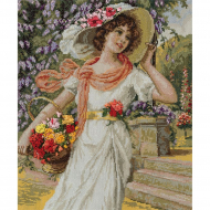 Набор для вышивания PANNA Золотая серия арт. VH-1480 Девушка с корзиной цветов 34х28,5 см Набор для вышивания PANNA Золотая серия арт. VH-1480 Девушка с корзиной цветов 34х28,5 см