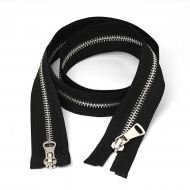 Молния MaxZipper мет. №5 никель шлиф.звено, 2 замка, 85 см цв.F322 черный уп.10шт