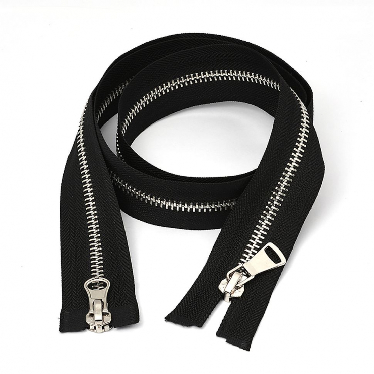 Молния MaxZipper мет. №5 никель шлиф.звено, 2 замка, 85 см цв.F322 черный уп.10шт