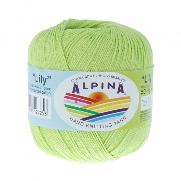 Пряжа ALPINA LILY (100% мерсеризованный хлопок) 10х50 г/175 м цв.145 яр.зеленый